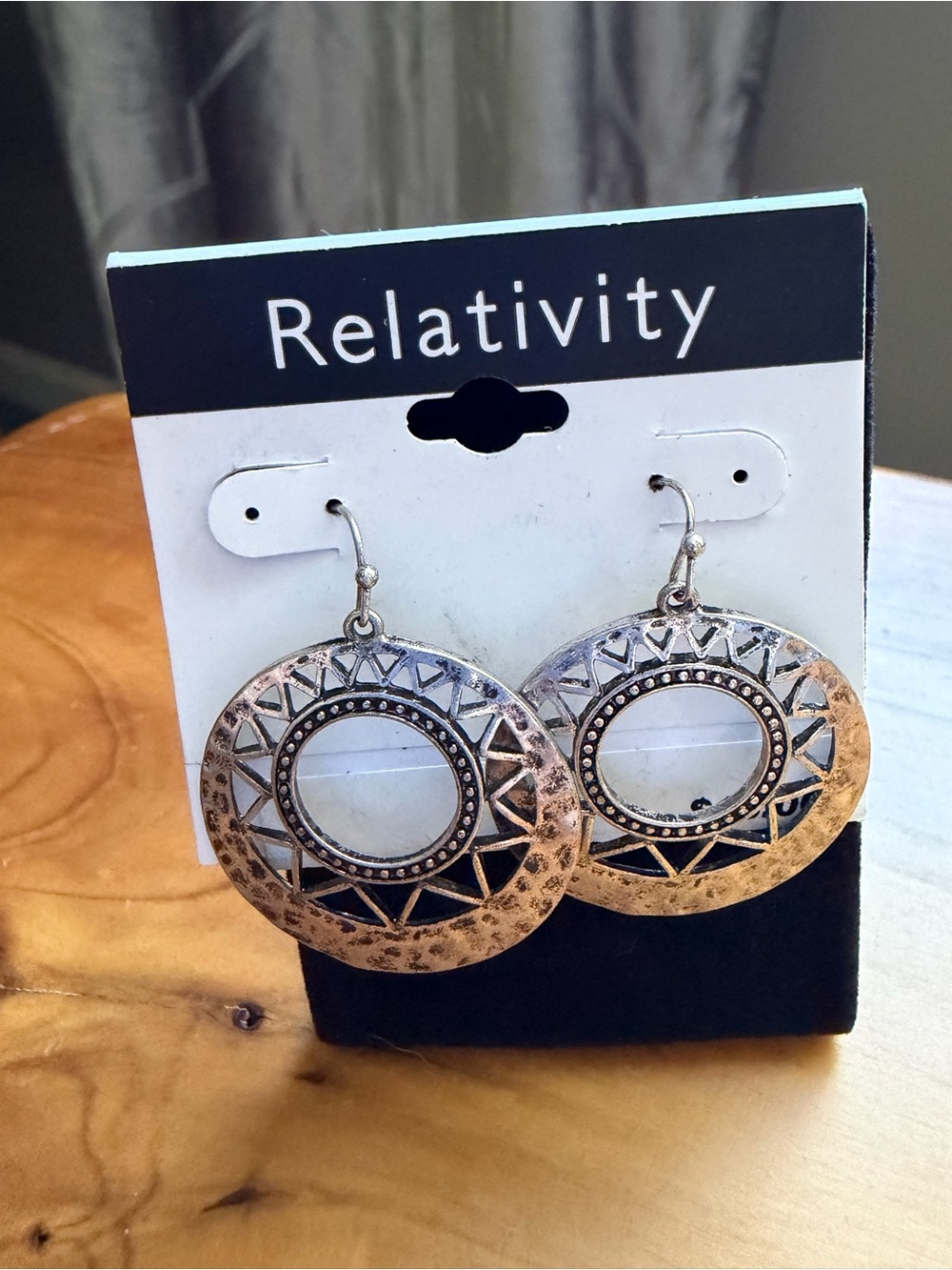 3 Pairs of Earrings Relativity Silver-Tone Filigree Circle Drop Earrings